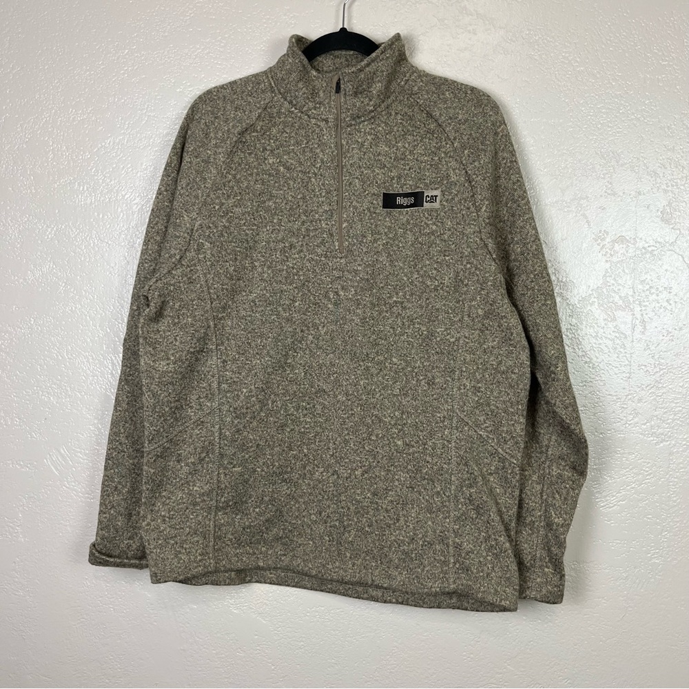 Devon & jones men long sleeve 2/4 zip brown sweater size large‎